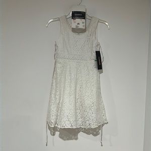 MyMichelle White Dress Girls Size 8 with Tights NWT